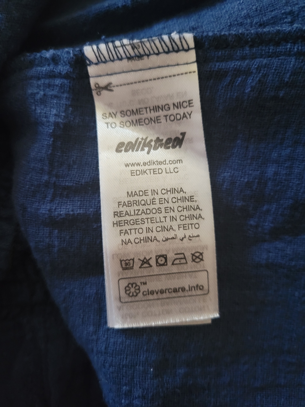 Edikted Navy Blue Smocked Dress with Pink Label - Picture 3 of 3